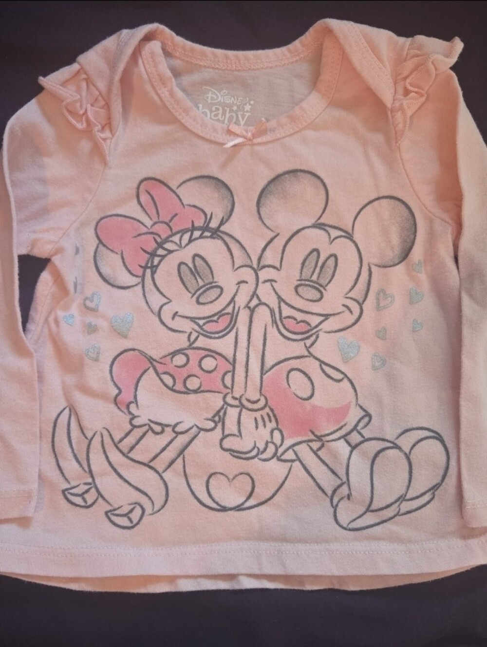 Disney Baby Long Sleeve Tee w Mickey and Minnie-Size 12Mos. EUC